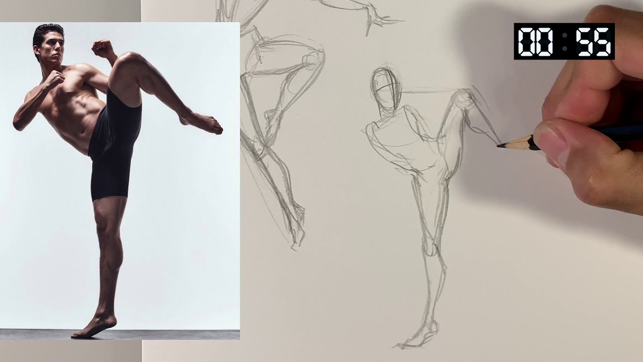 Figure Drawing Studies: 50 poses, ~2 min by IsiiArt on DeviantArt